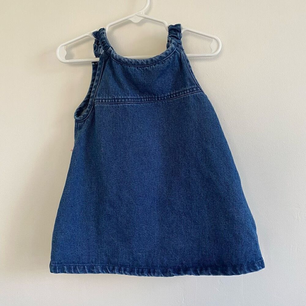 Vintage Denim Patchwork Dress with Embroidered Floral Details - Picture 3 of 4